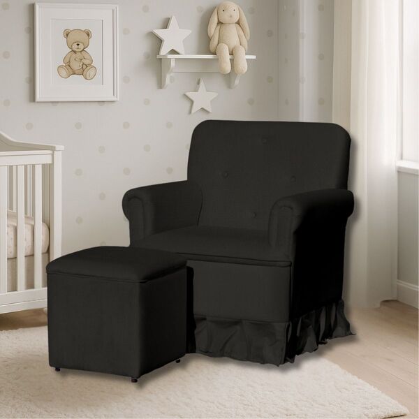 Poltrona De Amamentação Mamãe Meg Balanço E Puff Suede  Suede