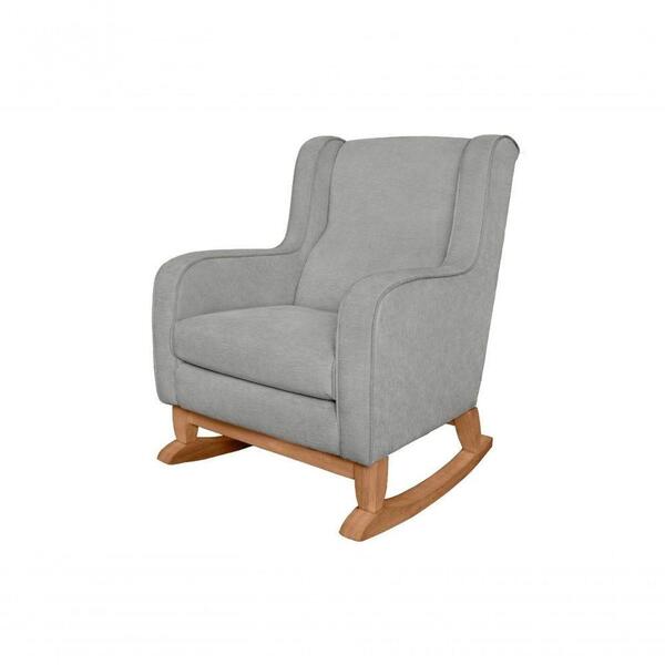 Poltrona De Amamentação Maria Clara Pé Canoa Suede Cinza