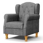 Poltrona De Amamentação Pés Madeira E Puff Lucy Z39 Linho Cin