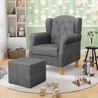 Poltrona De Amamentação Pés Madeira E Puff Lucy Z39 Linho Cin