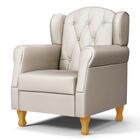 Poltrona De Amamentação Pés Madeira E Puff Lucy Z39 Sintético