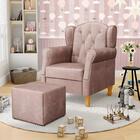 Poltrona De Amamentação Pés Madeira E Puff Lucy Z39 Veludo Ro