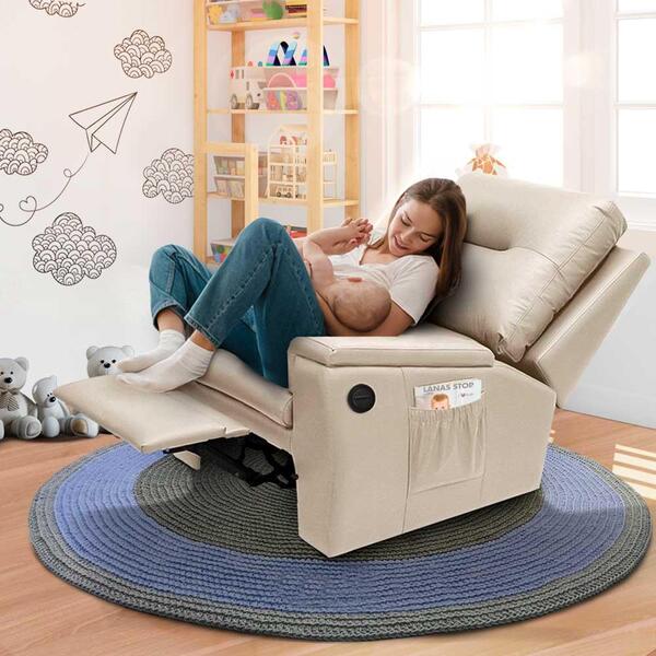 Poltrona De Amamentação Reclinável Automática Corino Palha Ar