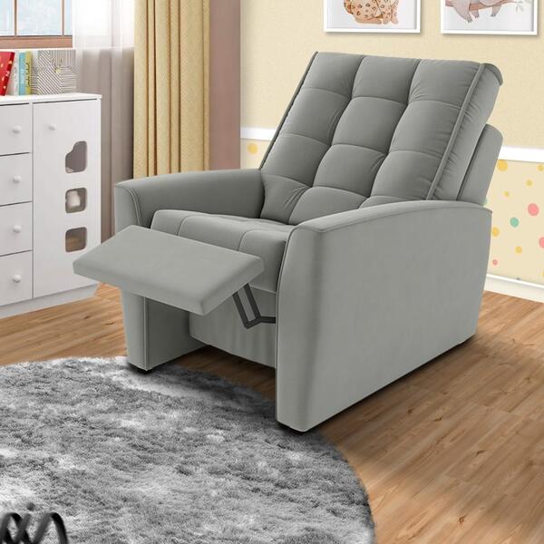 Poltrona De Amamentação Reclinável Camurça Veludo Asher Shop