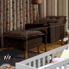 Poltrona De Amamentação Reclinável Com Puff Veludo Marrom Lau