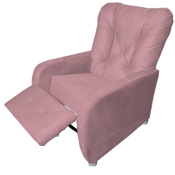 Poltrona De Amamentação Reclinavel Quarto Sala  Paris Rosa