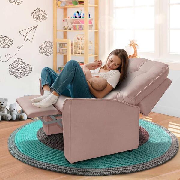 Poltrona De Amamentação Reclinável Suede Rose Melinda Shop Jm