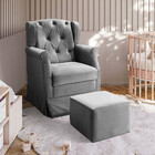 Poltrona De Amamentação Ternura Balanço + Puff  - Veludo