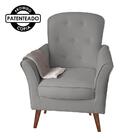 Poltrona De Amamentação Trocador Pés Palito Suede Cinza