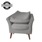 Poltrona De Amamentação Trocador Pés Palito Suede Cinza