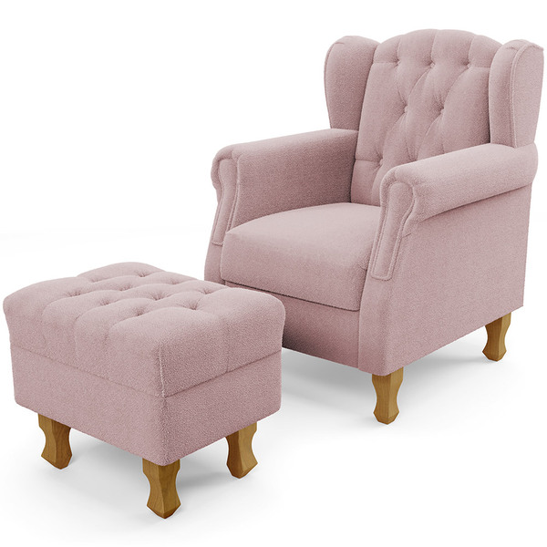 Poltrona De Amamentação Yara P02 Com Puff Paris Luis Xv L02 B