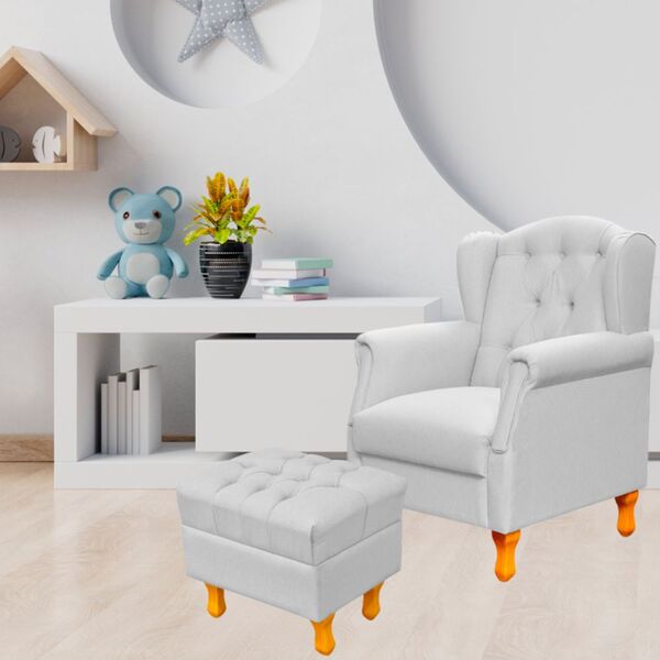 Poltrona De Amamentação Yara P02 Com Puff Paris Luis Xv L02 L