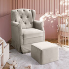 Poltrona De Balanço Amamentação Ternura Puff Veludo Marfim