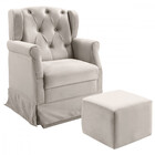 Poltrona De Balanço Amamentação Ternura Puff Veludo Marfim