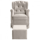 Poltrona De Balanço Amamentação Ternura Puff Veludo Marfim