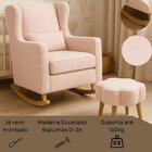 Poltrona De Balanço Para Amamentação Com Puff Em Bouclé Rosa