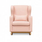 Poltrona De Balanço Para Amamentação Com Puff Em Bouclé Rosa