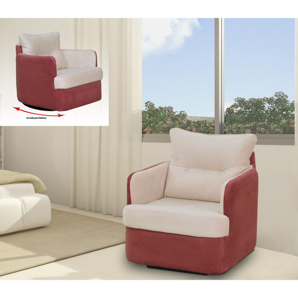 Poltrona De Balanço Peppa Mamãe D28 - Suede Penna Rosa/goiaba