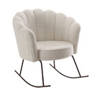 Poltrona De Balanço Pequim Pétala Tecido Veludo Cru Pés Aço P