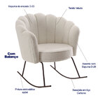 Poltrona De Balanço Pequim Pétala Tecido Veludo Cru Pés Aço P