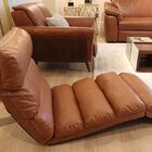 Poltrona De Chão Reclinável Pu Marrom 180x57x16cm