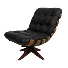 Poltrona De Couro Costela Wood - Preto Pigmentado - Mempra