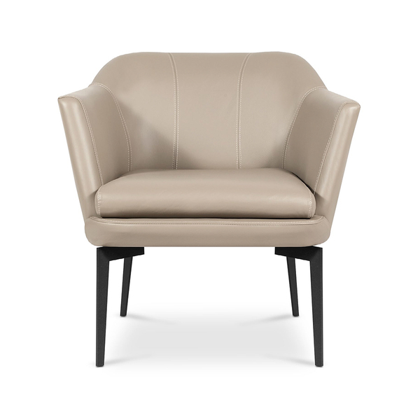 Poltrona De Couro Decorativa Cristie Bege- Touro E Cia