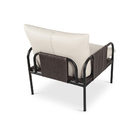 Poltrona De Couro Decorativa Mona Offwhite/café- Touro E Cia