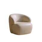 Poltrona De Couro Legítimo Giratória Gana Off White