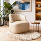 Poltrona De Couro Legítimo Giratória Luna Off White