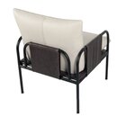 Poltrona De Couro Legítimo Mona Com Pés Em Metal Branco/preto