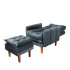 Poltrona De Descanso Com Puff Veludo Grafite Cinza Bayern Sho