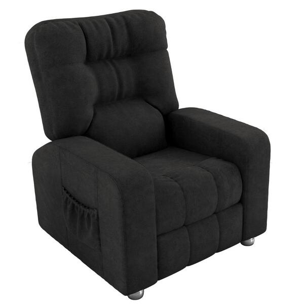 Poltrona De Descanso Do Papai Reclinável Em Suede Preto Thor