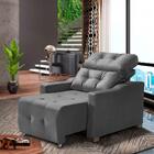 Poltrona De Descanso Reclinável Suede Cinza Cleo Shop Jm
