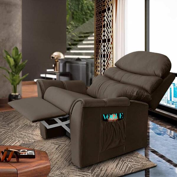 Poltrona De Descanso Reclinável Suede Marrom Hexa Shop Jm