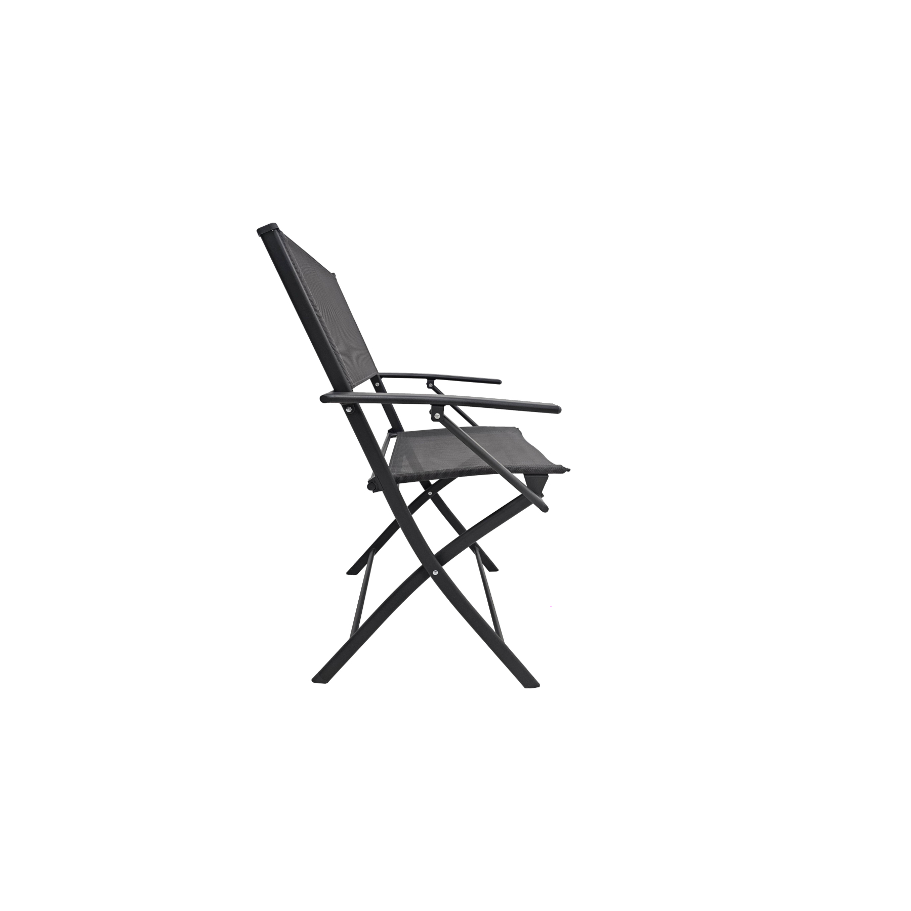 Poltrona de Jardim Aço Pintado Dobravél 84x51cm com Braço Cinza Escuro Interlagos Plicosa