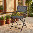 Poltrona de Jardim Aço Pintado Dobravél 84x51cm com Braço Cinza Escuro Interlagos Plicosa