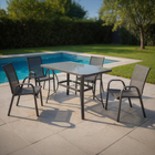 Poltrona de Jardim Aço Pintado 92x54cm com Braço Cinza Escuro Jundiaí Importado