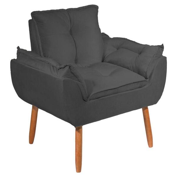 Poltrona De Luxo Opalla Opala Envio Rápido Tecido Cinza Grafi