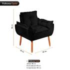 Poltrona De Luxo Opalla Opala Envio Rápido Tecido Preto - Wd