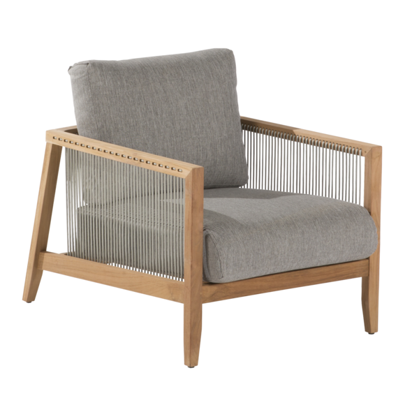 Poltrona para Jardim de Madeira Lita Cinza 56x88x68cm Naterial