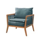 Poltrona De Madeira Eucalipto, Com Braço E Almofada, Estofada