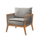 Poltrona De Madeira Eucalipto, Com Braço E Almofada, Estofada