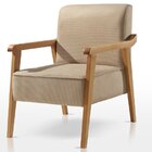 Poltrona De Madeira Eucalipto, Com Braço E Estofada Lina Res_