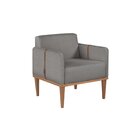 Poltrona De Madeira Eucalipto, Com Braço Em Cinto De Couro E