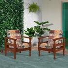 Poltrona De Madeira Maciça 2 Unidades Com Almofada Mel Sevilh