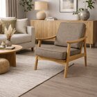 Poltrona De Madeira Natural Amy  Marrom