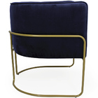 Poltrona De Sala Betina Base Aço Mustard Suede Azul Marinho -