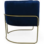 Poltrona De Sala Betina Base Aço Mustard Veludo Azul Royal -