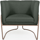 Poltrona De Sala Betina Base Aço Rosê Algodão Ecológico Verde